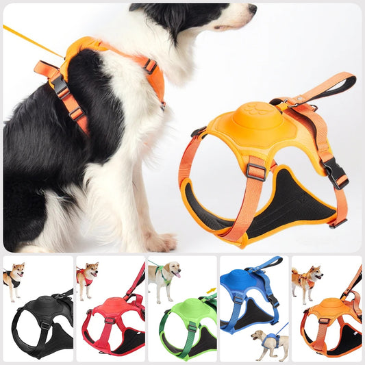 Dog Collar Harness Explosion-proof Punch Breathable Adjustable Pets Harness Vest Outdoor Training